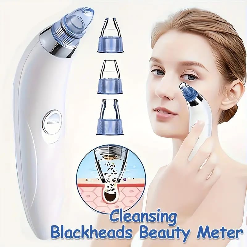 4 In 1 Multi-Function Blackhead Whitehead Remover Device Facial Cleansing Tool ,Skin Cleaner,Pimple Removal Tool,For Men & Women(White)