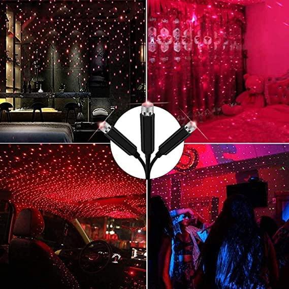 EXPANDABLES Auto Roof Star Projector Lights, USB Portable Adjustable Flexible Interior Car Night Lamp Decorations with Romantic Galaxy Atmosphere fit Car, Ceiling, Bedroom, Party and More Shower Laser Light Pack Of 2