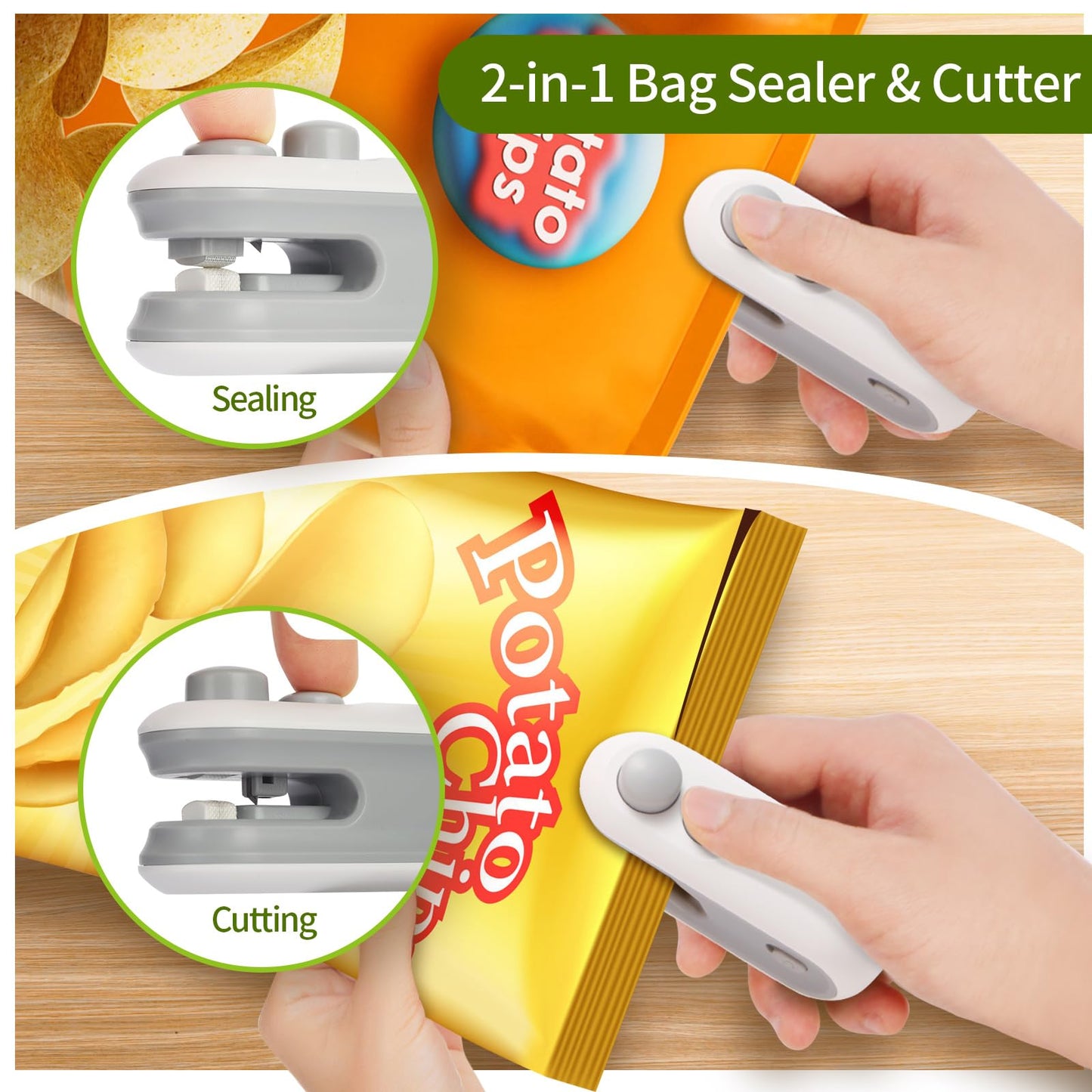 Mini Bag Sealer 2 in 1 Seal & Cutter Heat Sealers