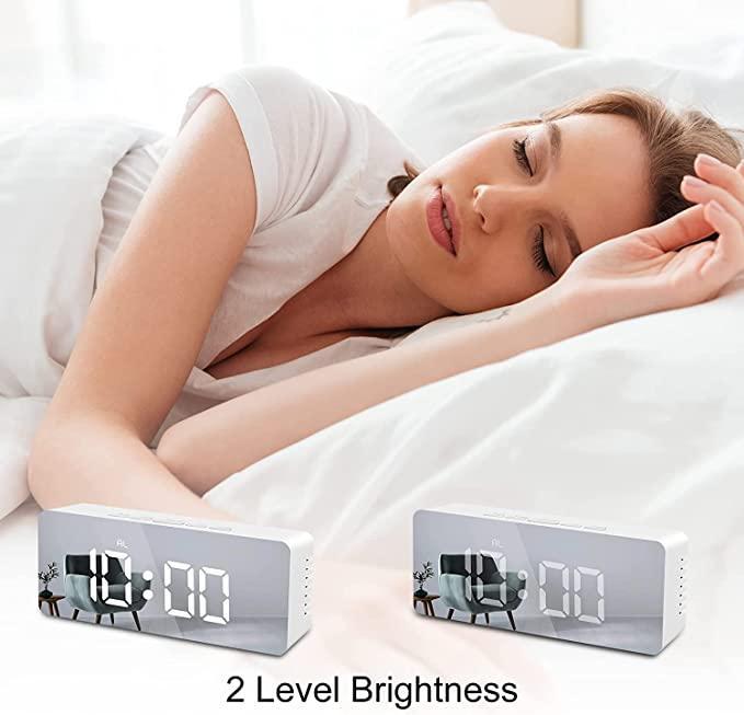 Digital LED Display Alarm Clock with Snooze, Dimmer Control, Battery Powered